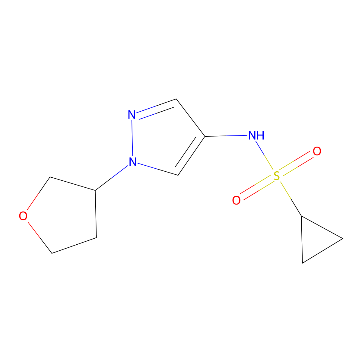 N-(1-(tetrahydrofuran-3-yl)-1H-pyrazol-4-yl)cyclopropanesulfonamide molecular structure, CAS 1797865-80-5