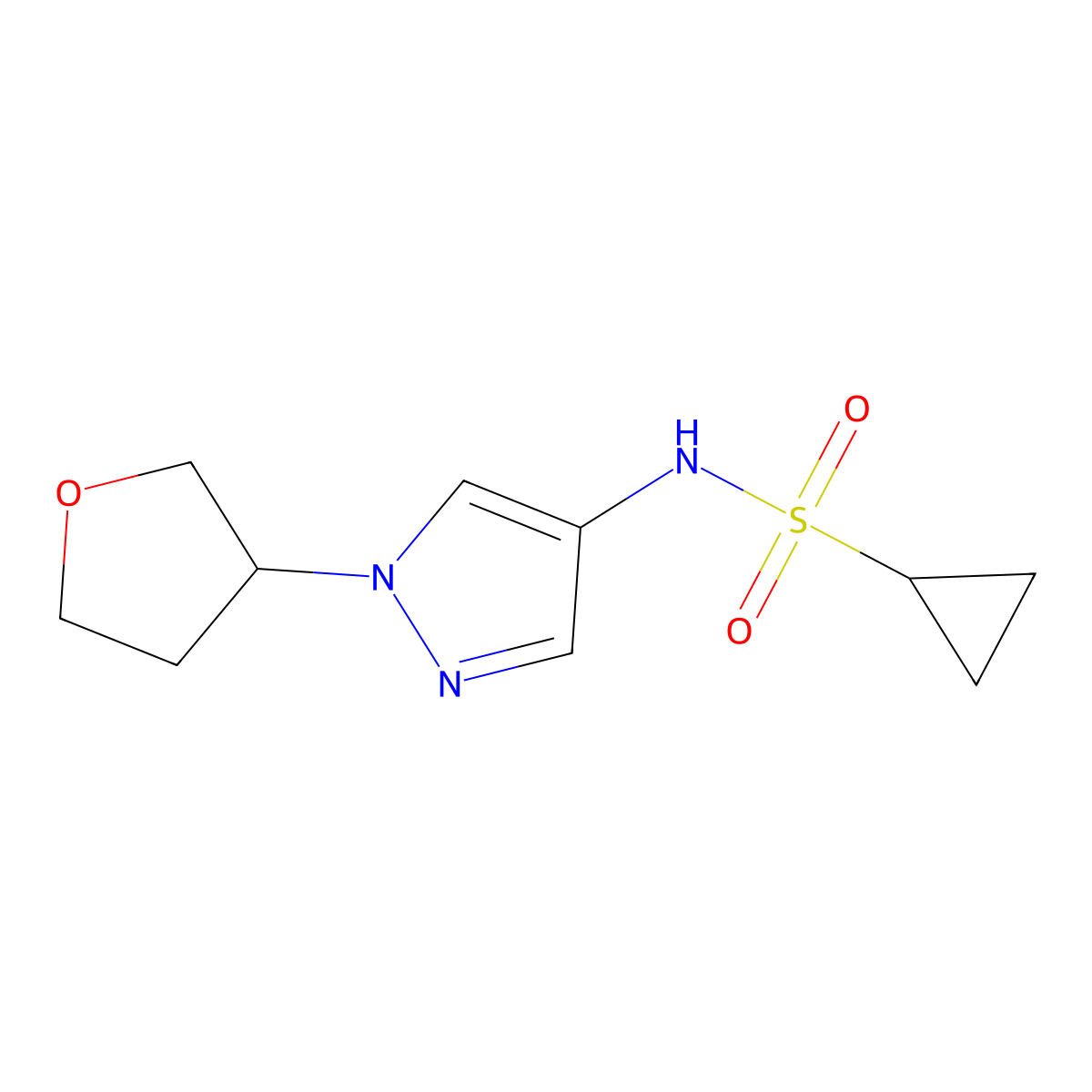 N-(1-(tetrahydrofuran-3-yl)-1H-pyrazol-4-yl)cyclopropanesulfonamide molecular structure, CAS 1797865-80-5