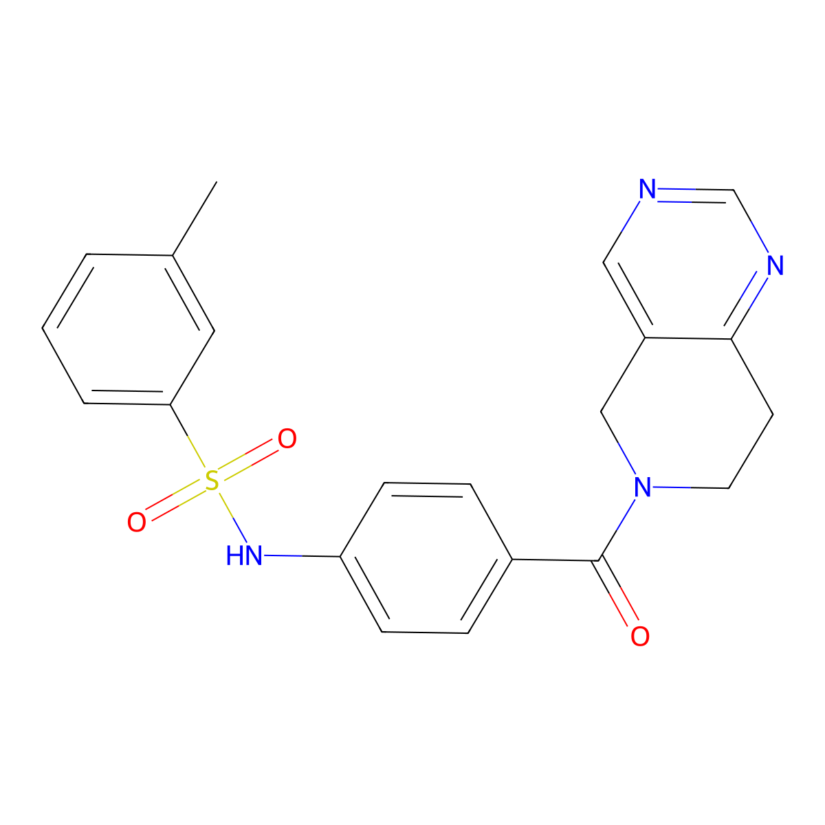 3-methyl-N-(4-(5,6,7,8-tetrahydropyrido[4,3-d]pyrimidine-6-carbonyl)phenyl)benzenesulfonamide molecular structure, CAS 1797869-23-8