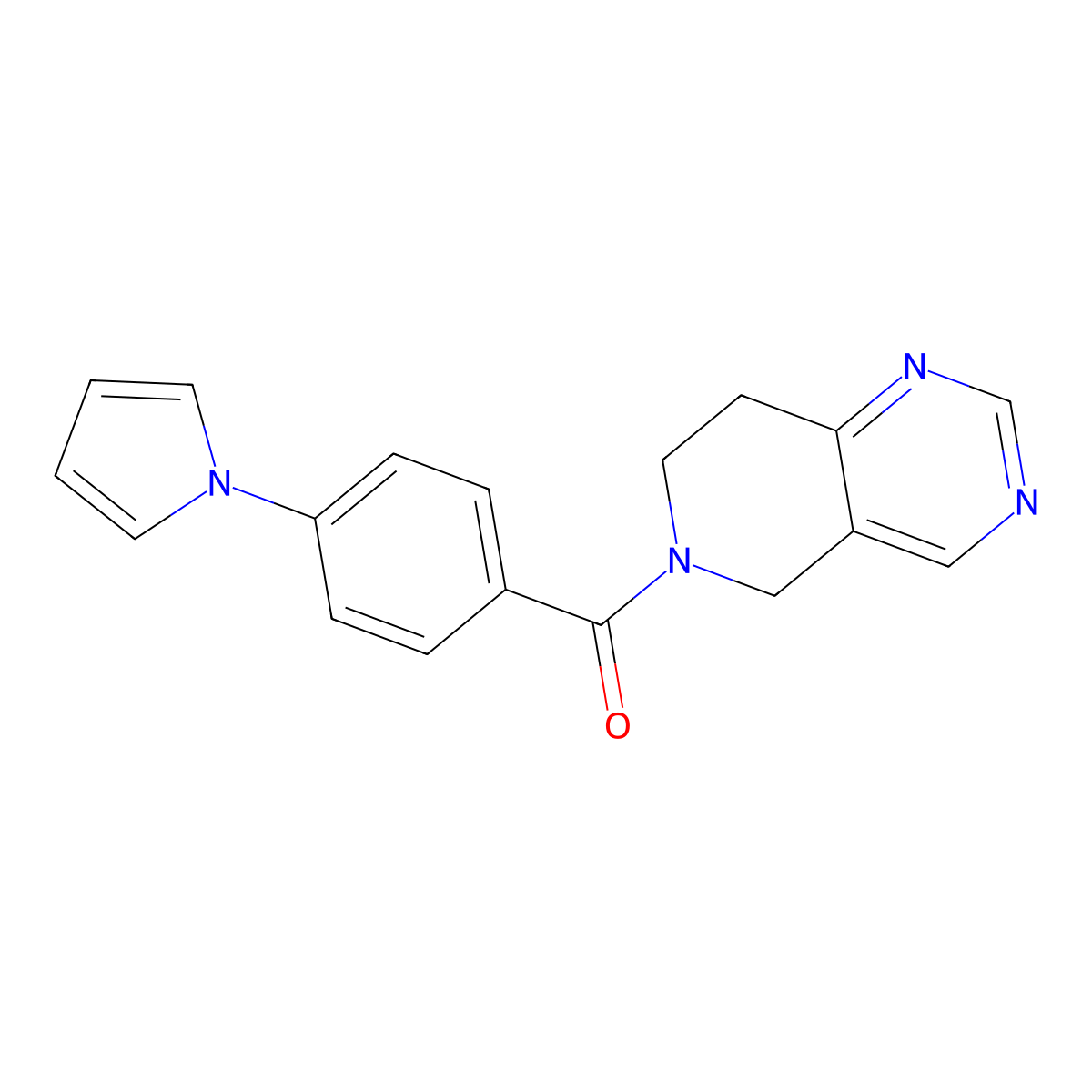 (4-(1H-pyrrol-1-yl)phenyl)(7,8-dihydropyrido[4,3-d]pyrimidin-6(5H)-yl)methanone molecular structure, CAS 1797869-58-9