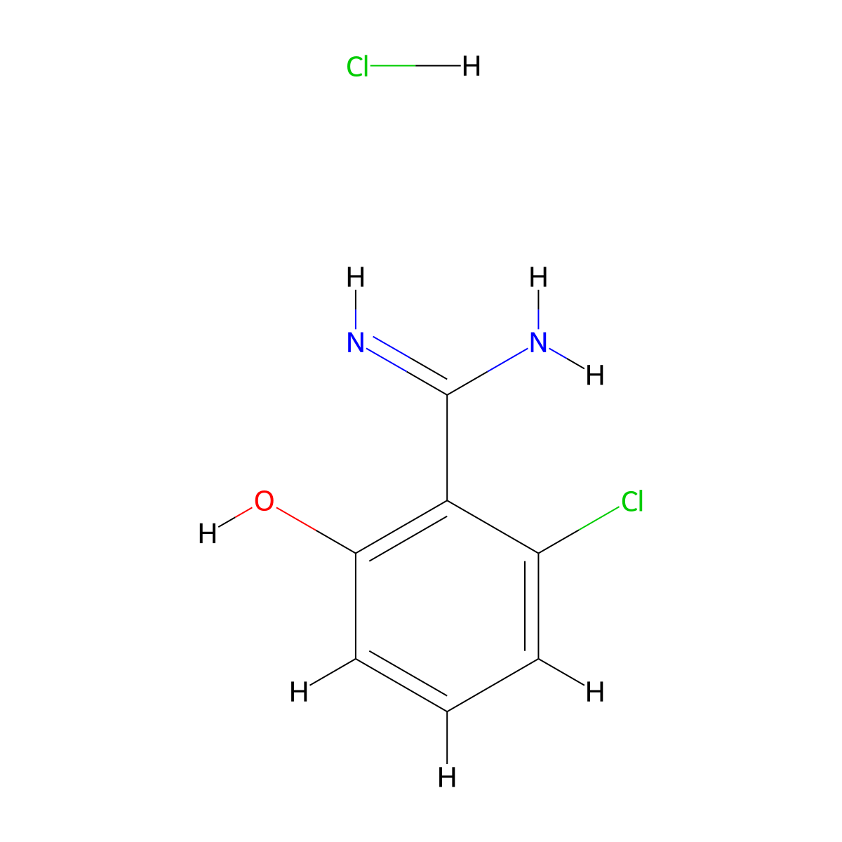2-Chloro-6-hydroxybenzene-1-carboximidamide hydrochloride molecular structure, CAS 1797869-66-9