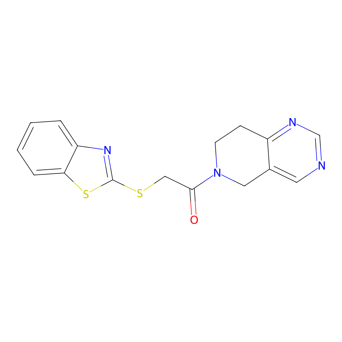 2-(benzo[d]thiazol-2-ylthio)-1-(7,8-dihydropyrido[4,3-d]pyrimidin-6(5H)-yl)ethanone molecular structure, CAS 1797869-90-9