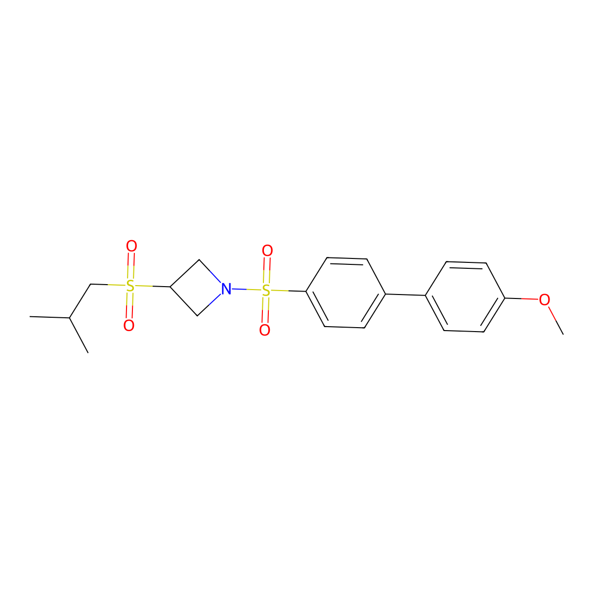 3-(Isobutylsulfonyl)-1-((4'-methoxy-[1,1'-biphenyl]-4-yl)sulfonyl)azetidine molecular structure, CAS 1797870-69-9