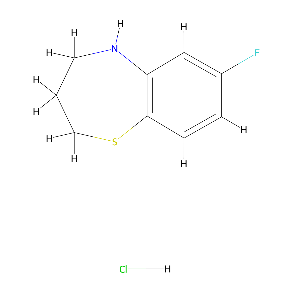 7-Fluoro-2,3,4,5-tetrahydro-1,5-benzothiazepine hydrochloride molecular structure, CAS 1797870-83-7