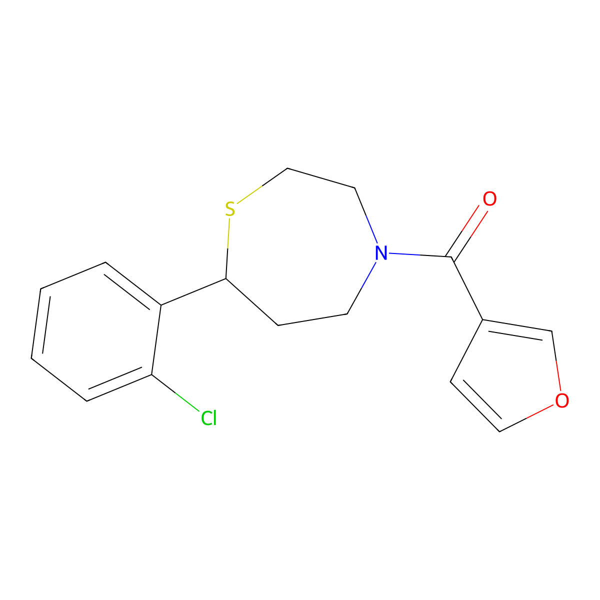 (7-(2-Chlorophenyl)-1,4-thiazepan-4-yl)(furan-3-yl)methanone molecular structure, CAS 1797871-20-5