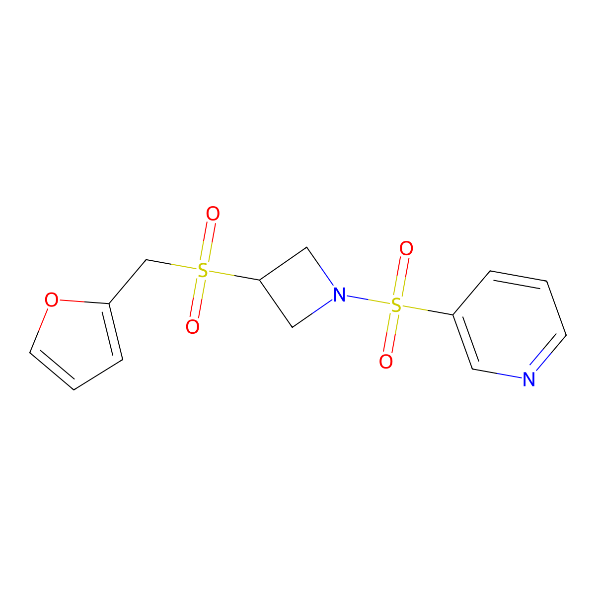 3-((3-((Furan-2-ylmethyl)sulfonyl)azetidin-1-yl)sulfonyl)pyridine molecular structure, CAS 1797871-27-2