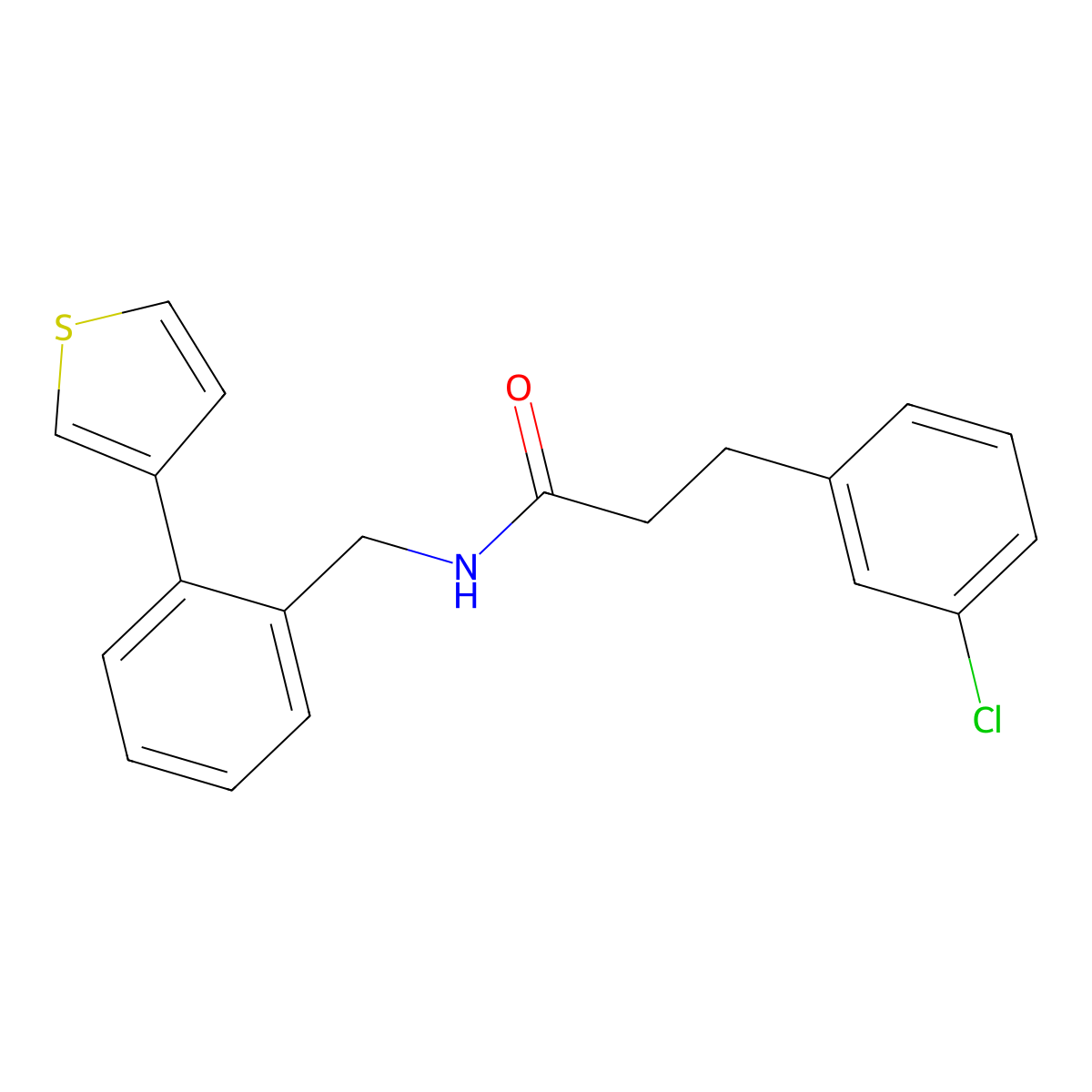 3-(3-chlorophenyl)-N-(2-(thiophen-3-yl)benzyl)propanamide molecular structure, CAS 1797871-34-1