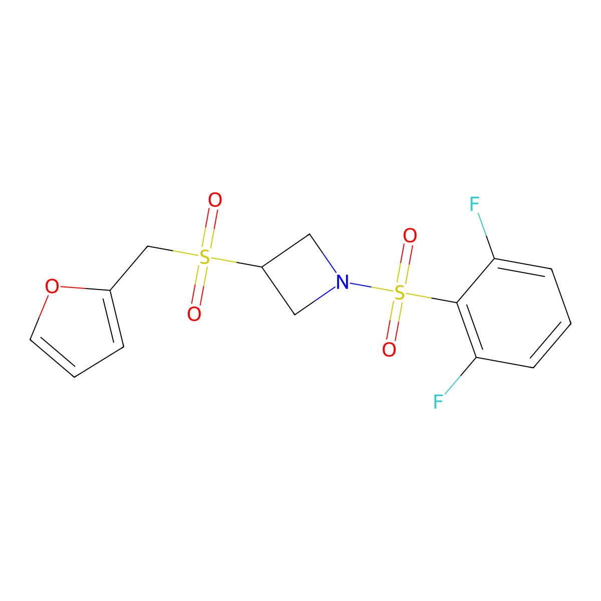 1-((2,6-Difluorophenyl)sulfonyl)-3-((furan-2-ylmethyl)sulfonyl)azetidine molecular structure, CAS 1797871-37-4