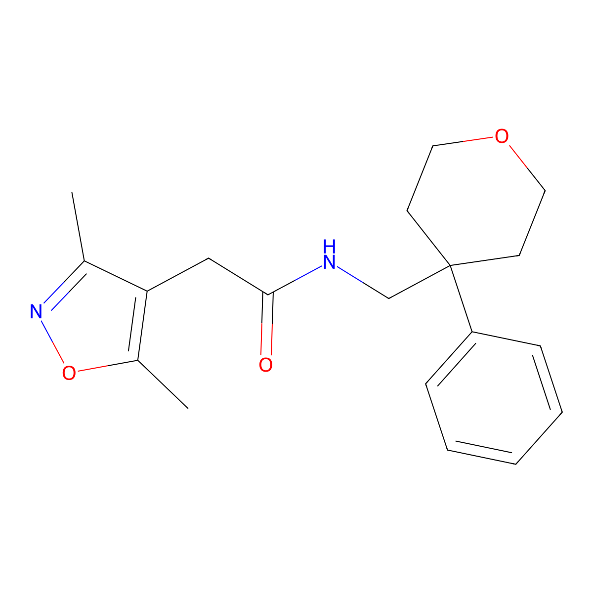 2-(3,5-Dimethyl-1,2-oxazol-4-YL)-N-[(4-phenyloxan-4-YL)methyl]acetamide molecular structure, CAS 1797871-45-4