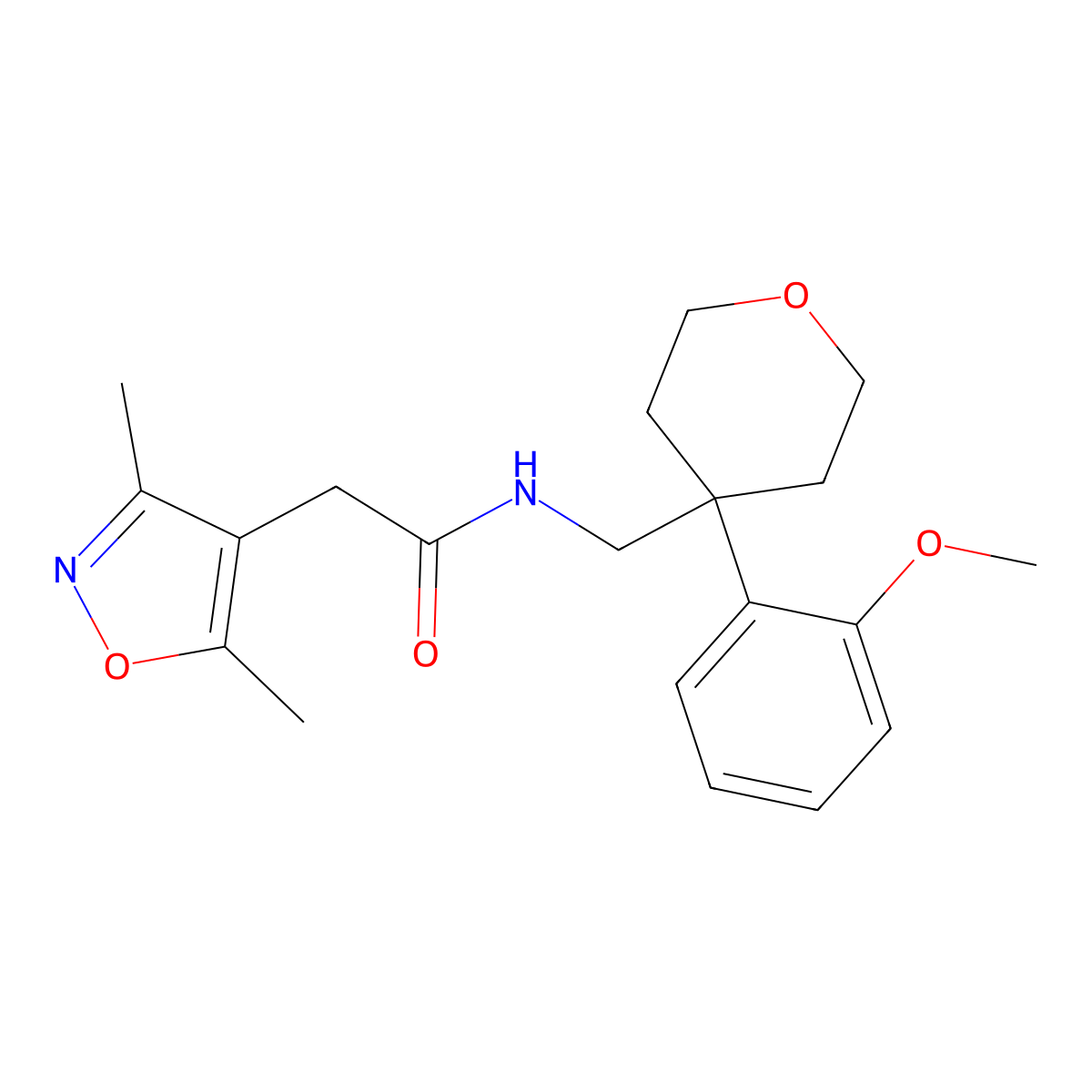 2-(3,5-dimethylisoxazol-4-yl)-N-((4-(2-methoxyphenyl)tetrahydro-2H-pyran-4-yl)methyl)acetamide molecular structure, CAS 1797871-48-7