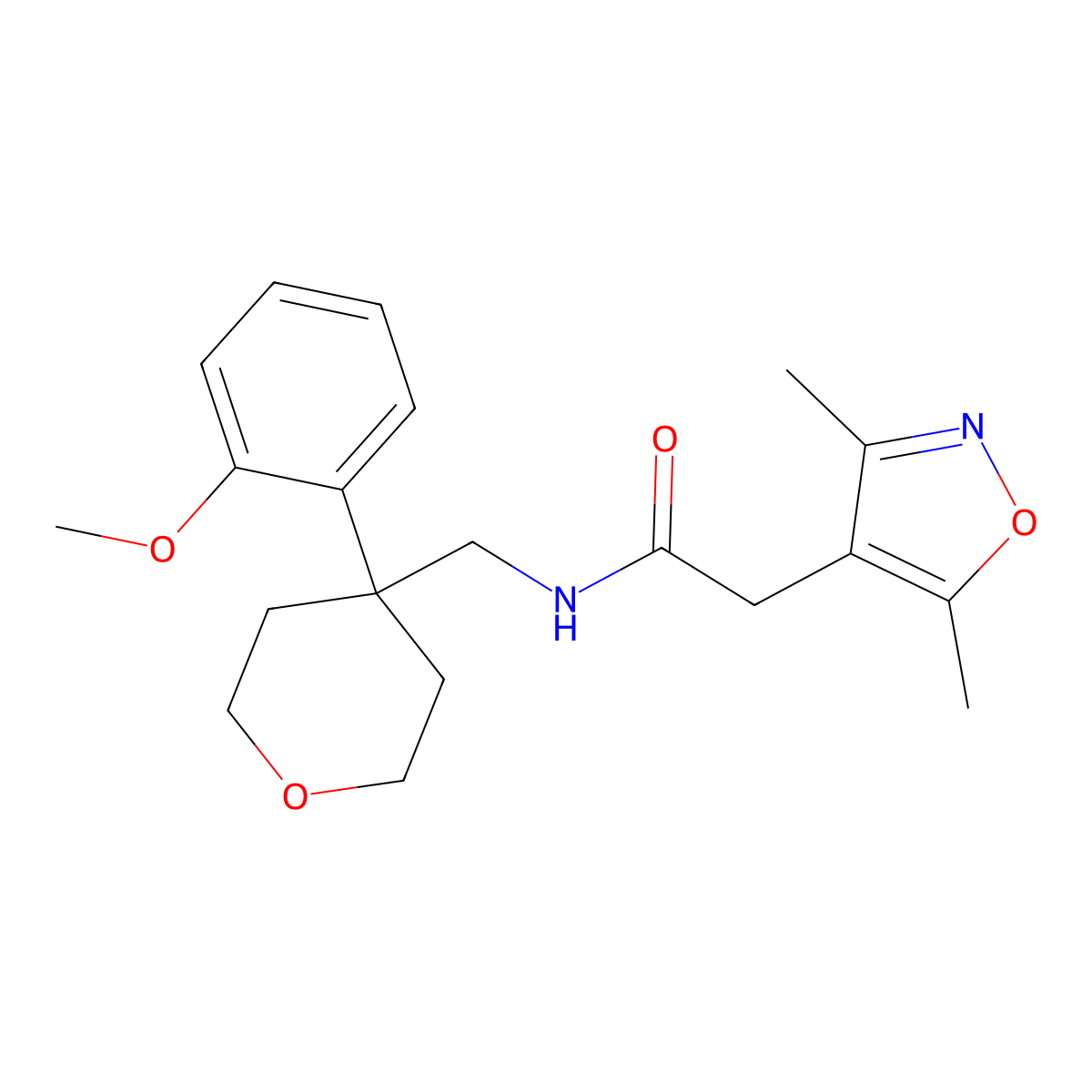 2-(3,5-dimethylisoxazol-4-yl)-N-((4-(2-methoxyphenyl)tetrahydro-2H-pyran-4-yl)methyl)acetamide molecular structure, CAS 1797871-48-7