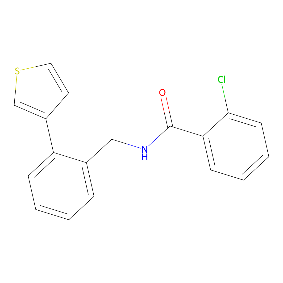 2-chloro-N-(2-(thiophen-3-yl)benzyl)benzamide molecular structure, CAS 1797871-66-9