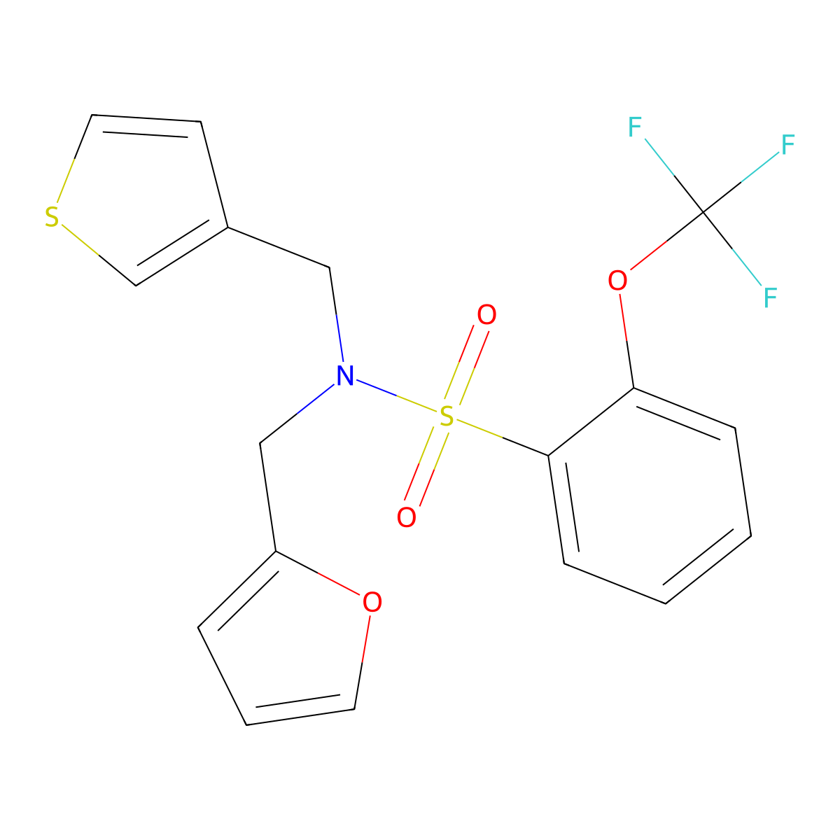 N-(furan-2-ylmethyl)-N-(thiophen-3-ylmethyl)-2-(trifluoromethoxy)benzenesulfonamide molecular structure, CAS 1797871-70-5