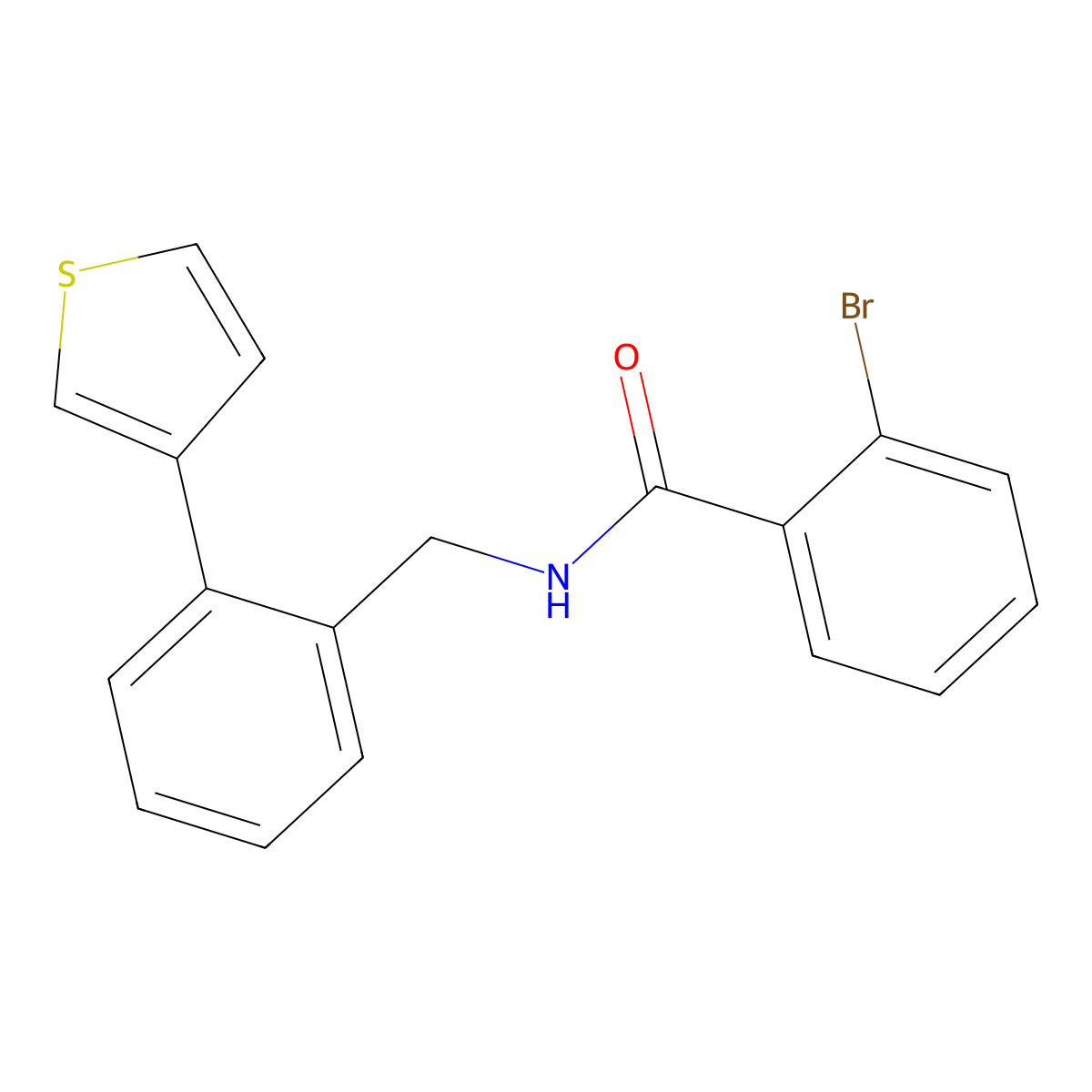 2-bromo-N-(2-(thiophen-3-yl)benzyl)benzamide molecular structure, CAS 1797871-83-0