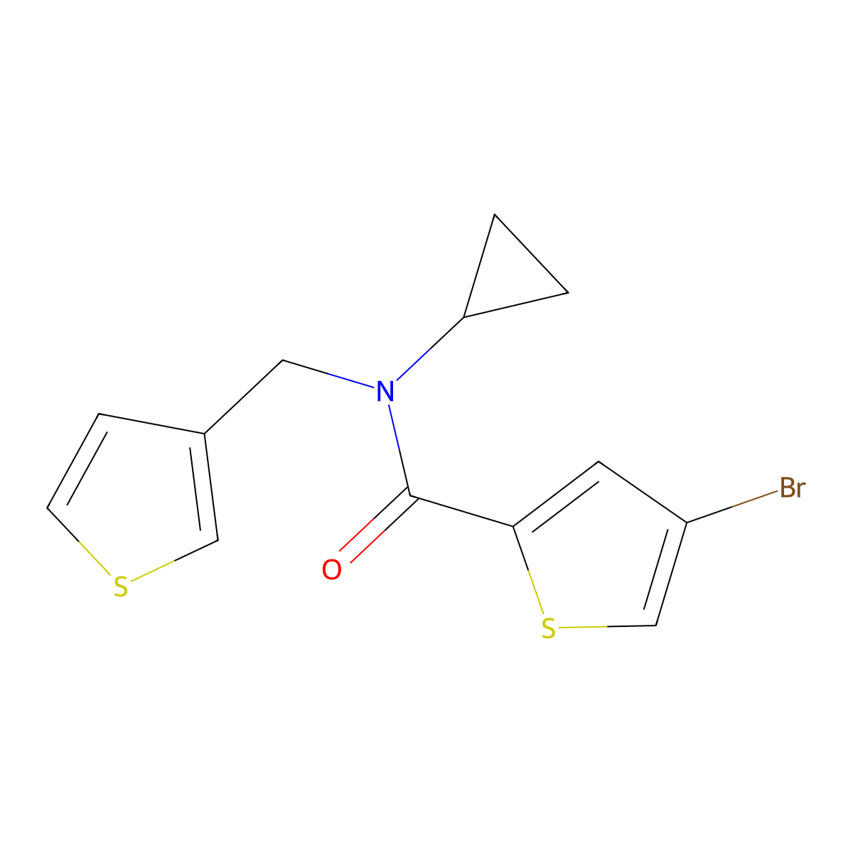 4-bromo-N-cyclopropyl-N-(thiophen-3-ylmethyl)thiophene-2-carboxamide molecular structure, CAS 1797871-97-6