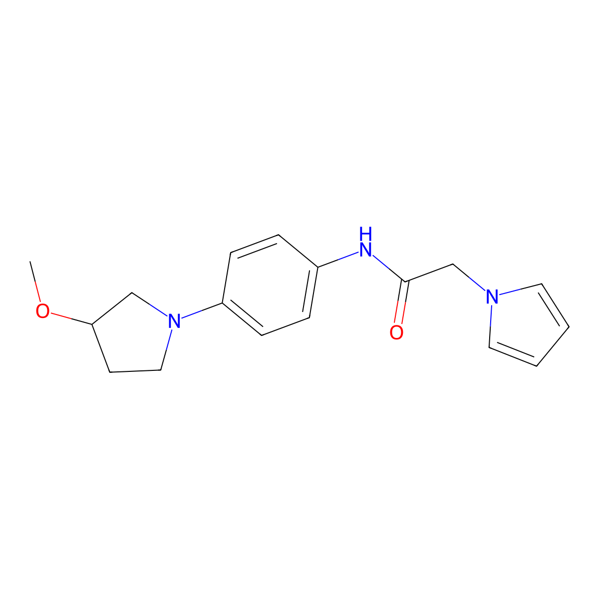 N-[4-(3-methoxypyrrolidin-1-yl)phenyl]-2-(1H-pyrrol-1-yl)acetamide molecular structure, CAS 1797871-98-7
