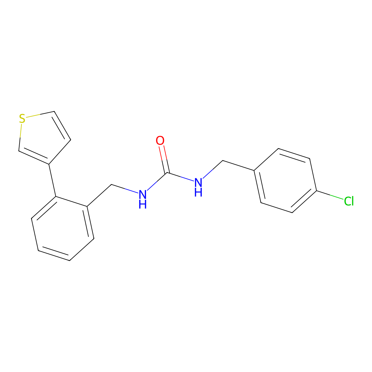 1-(4-Chlorobenzyl)-3-(2-(thiophen-3-yl)benzyl)urea molecular structure, CAS 1797872-02-6