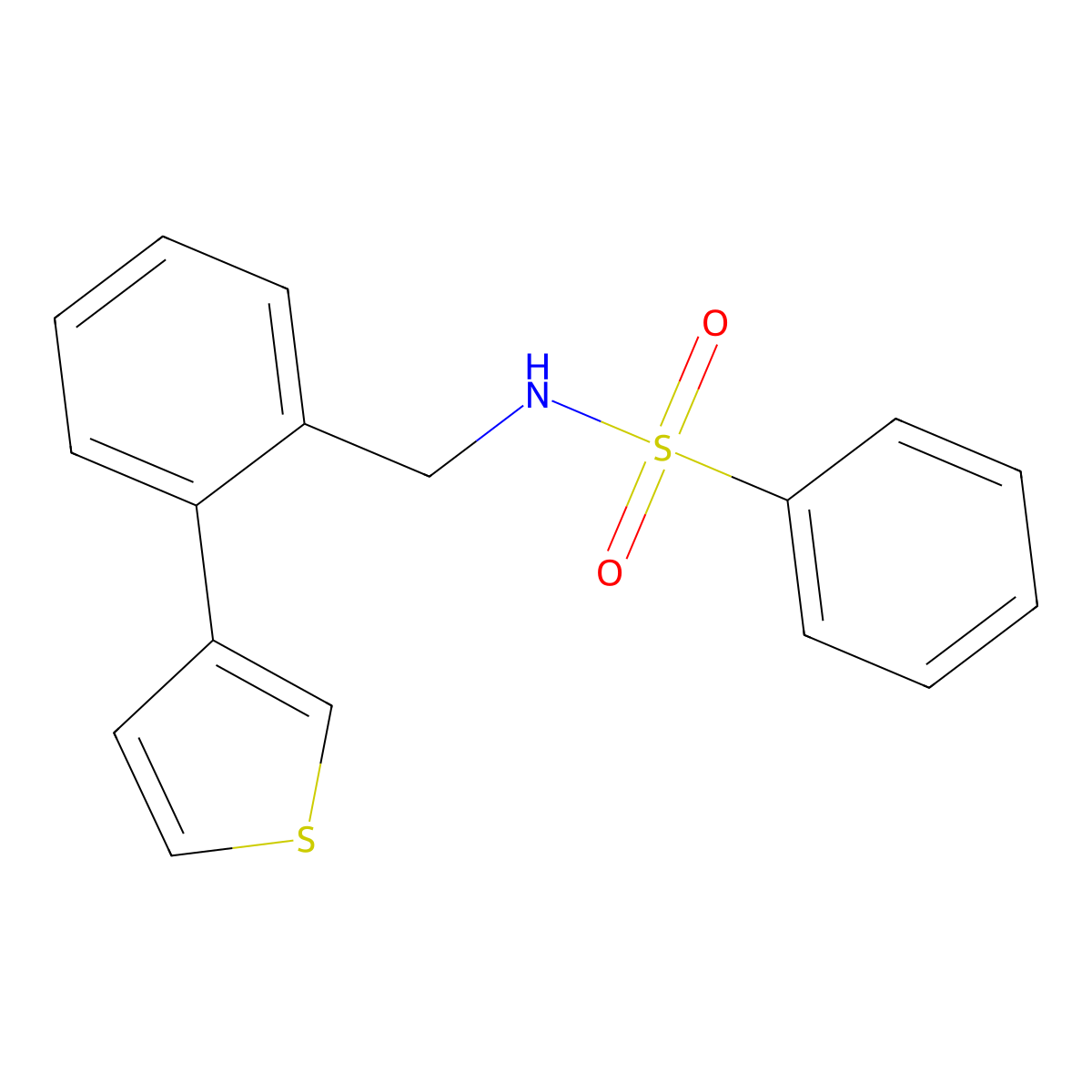 N-(2-(thiophen-3-yl)benzyl)benzenesulfonamide molecular structure, CAS 1797872-15-1