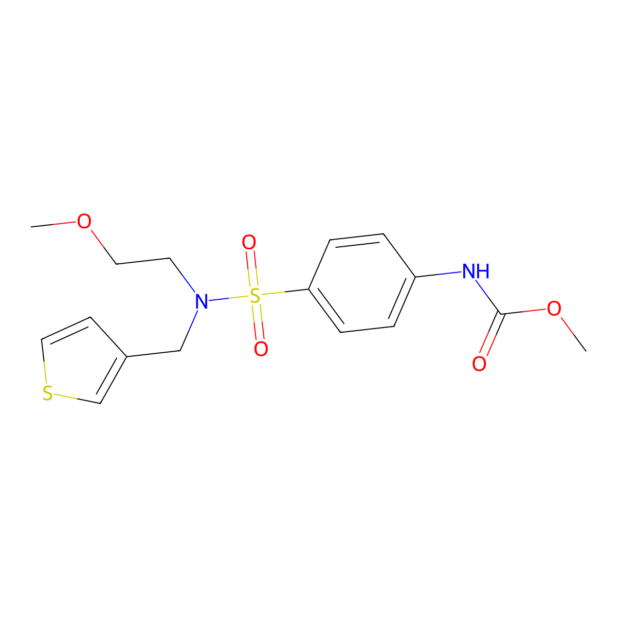 methyl (4-(N-(2-methoxyethyl)-N-(thiophen-3-ylmethyl)sulfamoyl)phenyl)carbamate molecular structure, CAS 1797872-16-2
