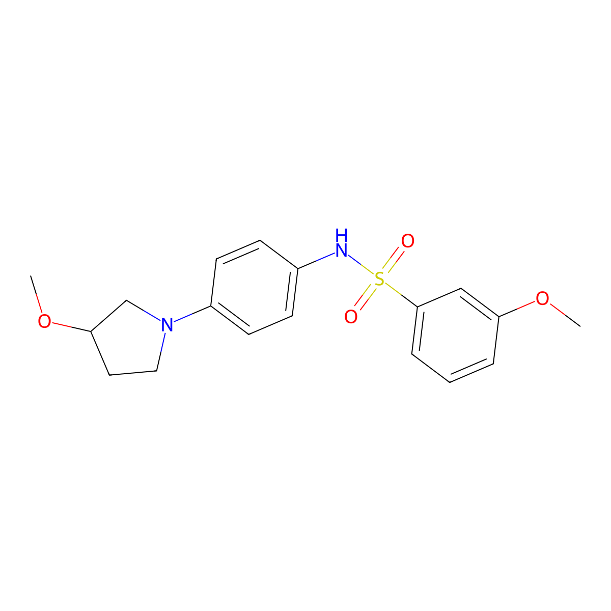 3-methoxy-N-(4-(3-methoxypyrrolidin-1-yl)phenyl)benzenesulfonamide molecular structure, CAS 1797872-46-8