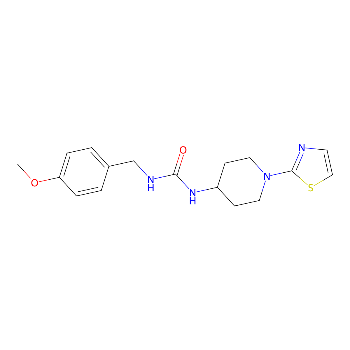 1-(4-Methoxybenzyl)-3-(1-(thiazol-2-yl)piperidin-4-yl)urea molecular structure, CAS 1797872-51-5