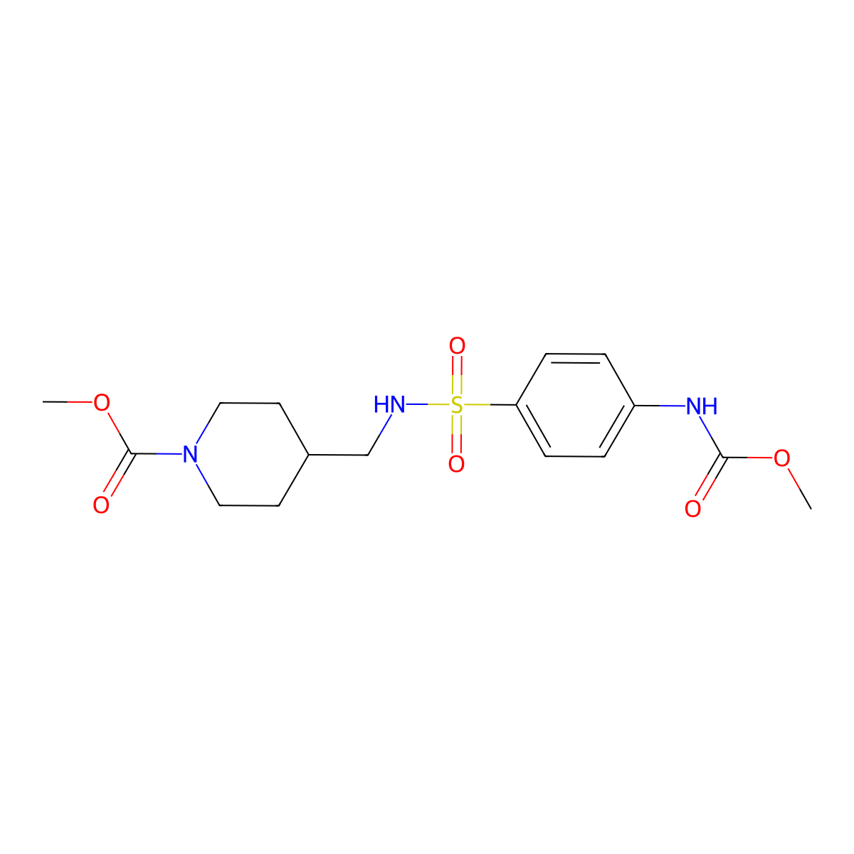 Methyl 4-({4-[(methoxycarbonyl)amino]benzenesulfonamido}methyl)piperidine-1-carboxylate molecular structure, CAS 1797872-58-2