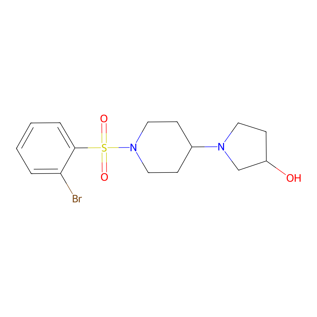 1-(1-((2-Bromophenyl)sulfonyl)piperidin-4-yl)pyrrolidin-3-ol molecular structure, CAS 1797872-60-6