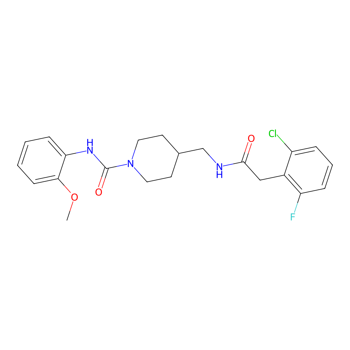 4-((2-(2-chloro-6-fluorophenyl)acetamido)methyl)-N-(2-methoxyphenyl)piperidine-1-carboxamide molecular structure, CAS 1797872-71-9