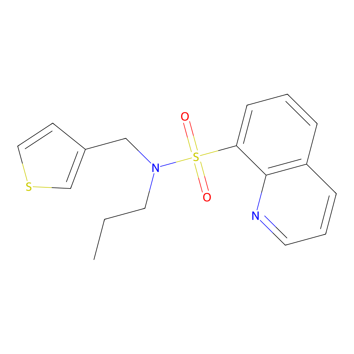 N-propyl-N-(thiophen-3-ylmethyl)quinoline-8-sulfonamide molecular structure, CAS 1797872-78-6