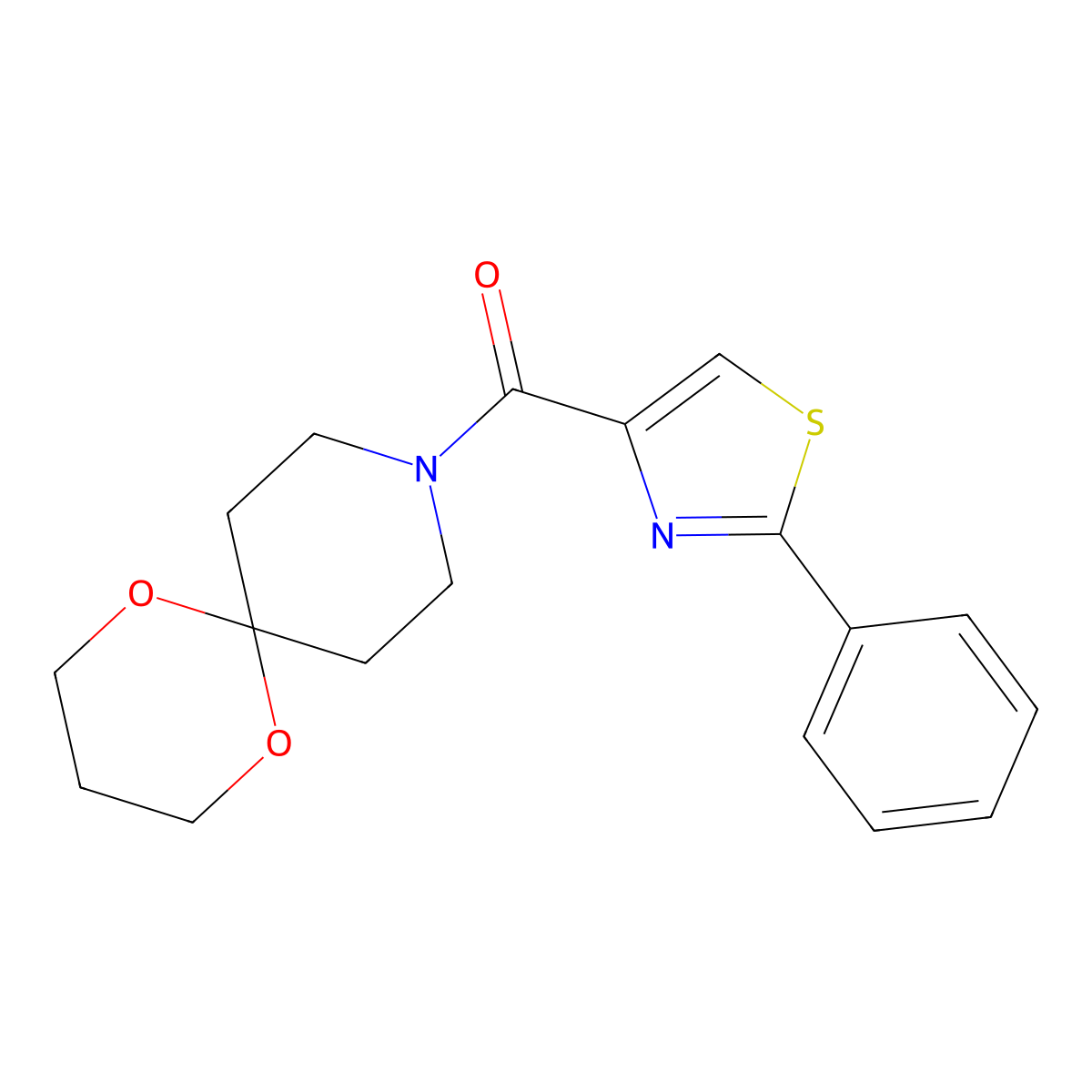 (2-Phenylthiazol-4-yl)(1,5-dioxa-9-azaspiro[5.5]undecan-9-yl)methanone molecular structure, CAS 1797872-84-4
