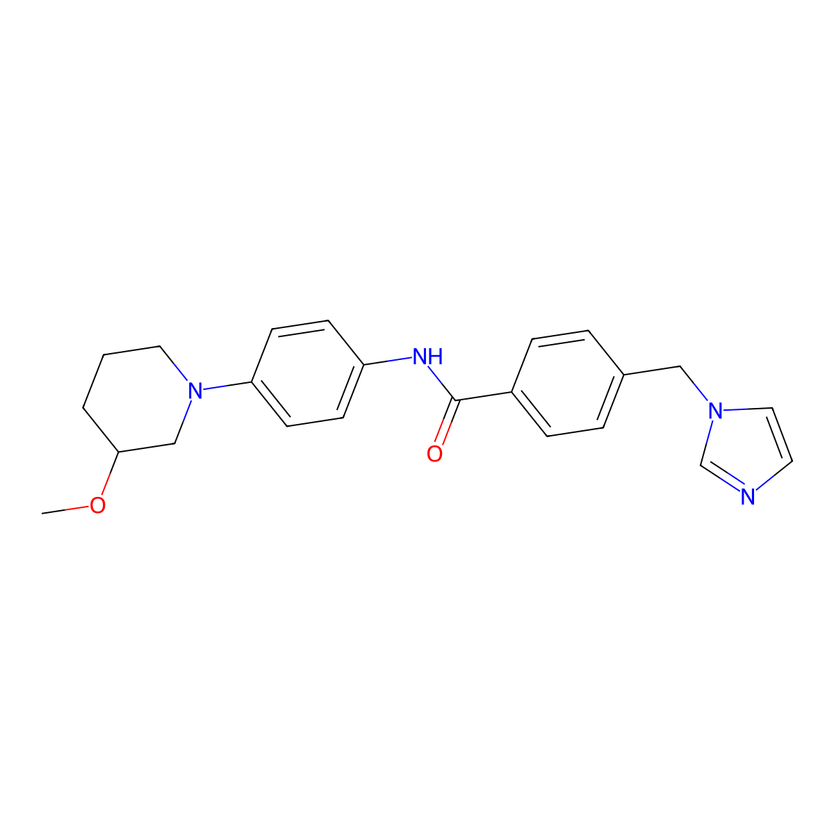4-((1H-imidazol-1-yl)methyl)-N-(4-(3-methoxypiperidin-1-yl)phenyl)benzamide molecular structure, CAS 1797873-13-2