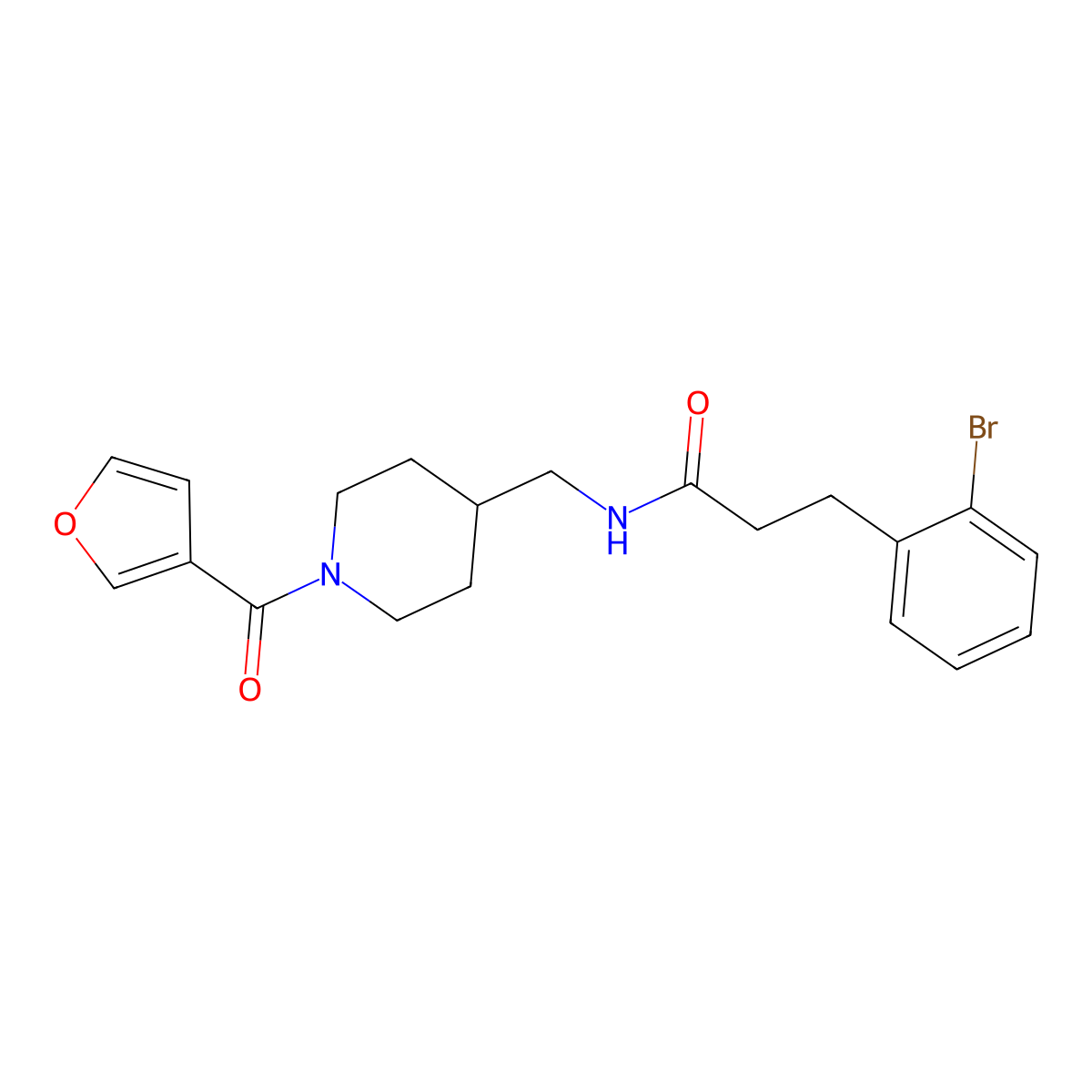 3-(2-Bromophenyl)-N-{[1-(furan-3-carbonyl)piperidin-4-YL]methyl}propanamide molecular structure, CAS 1797873-18-7