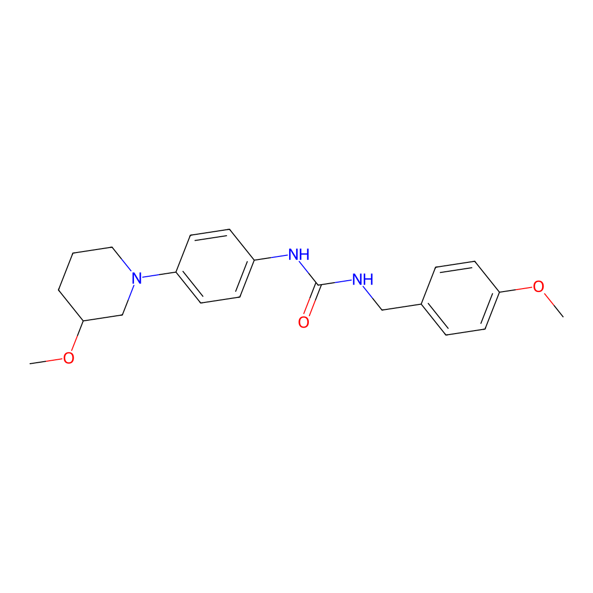 1-(4-Methoxybenzyl)-3-(4-(3-methoxypiperidin-1-yl)phenyl)urea molecular structure, CAS 1797873-19-8