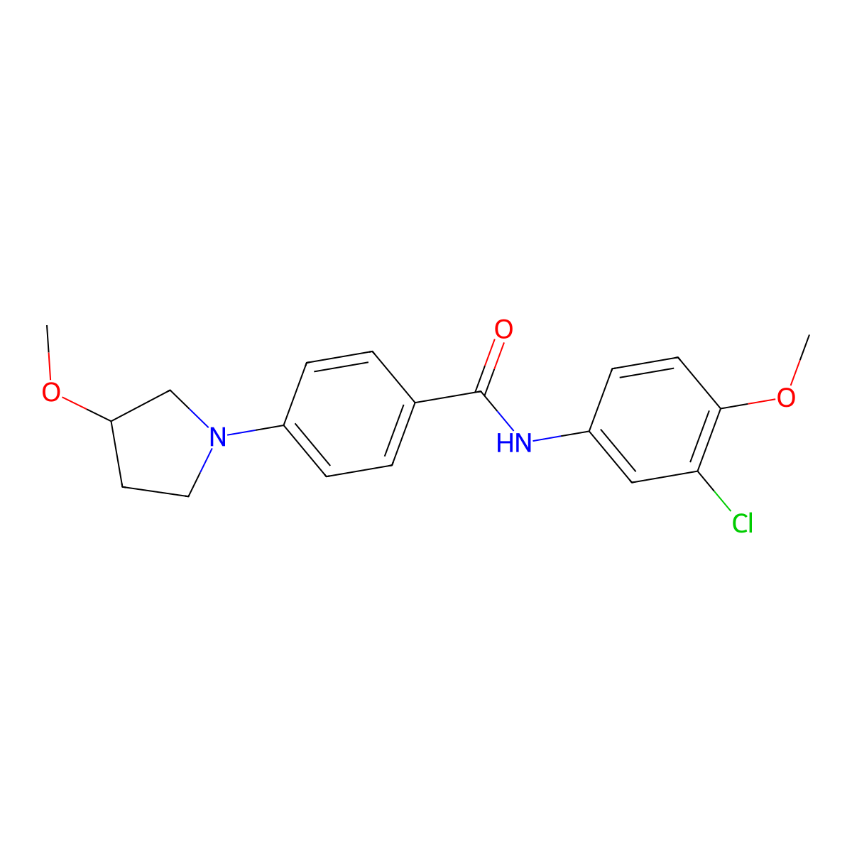 N-(3-chloro-4-methoxyphenyl)-4-(3-methoxypyrrolidin-1-yl)benzamide molecular structure, CAS 1797873-31-4