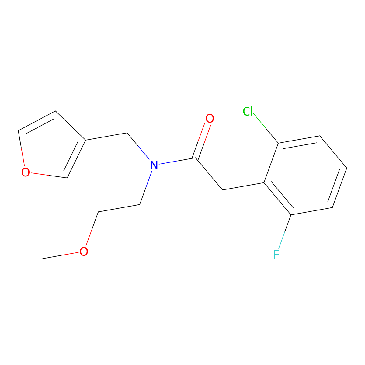 2-(2-chloro-6-fluorophenyl)-N-(furan-3-ylmethyl)-N-(2-methoxyethyl)acetamide molecular structure, CAS 1797873-37-0