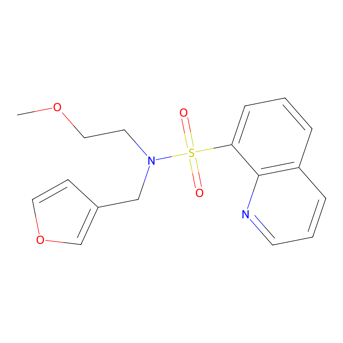 N-(furan-3-ylmethyl)-N-(2-methoxyethyl)quinoline-8-sulfonamide molecular structure, CAS 1797873-43-8