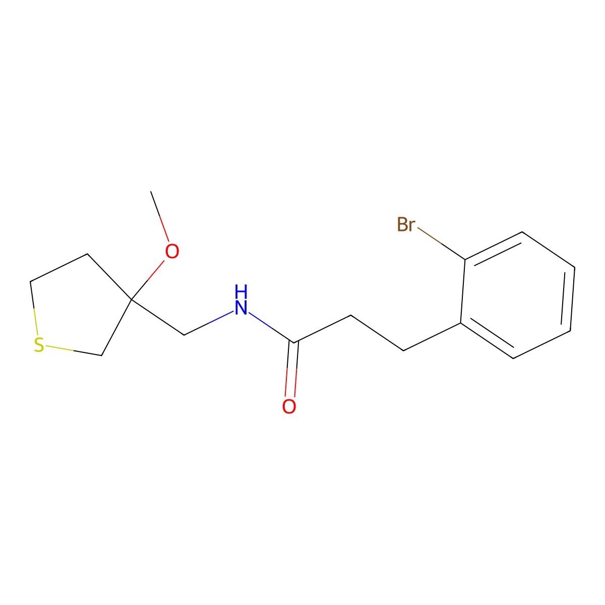 3-(2-bromophenyl)-N-[(3-methoxythiolan-3-yl)methyl]propanamide molecular structure, CAS 1797873-58-5