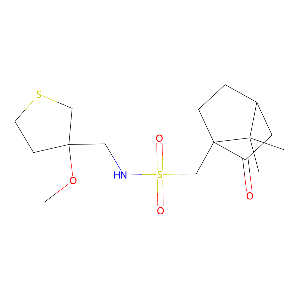 1-(7,7-dimethyl-2-oxobicyclo[2.2.1]heptan-1-yl)-N-((3-methoxytetrahydrothiophen-3-yl)methyl)methanesulfonamide molecular structure, CAS 1797873-61-0