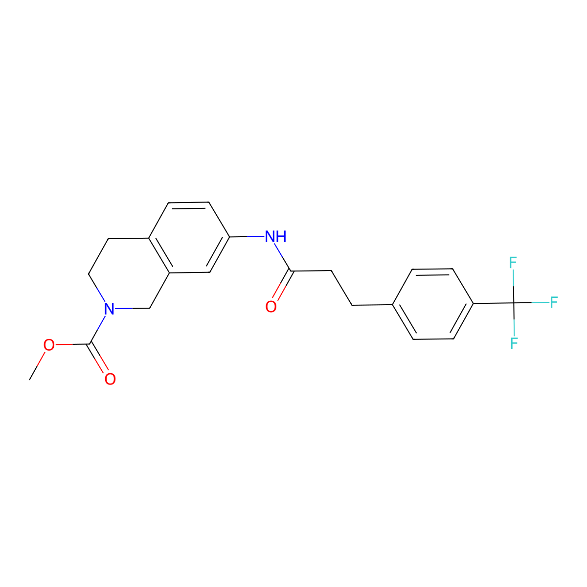 methyl 7-(3-(4-(trifluoromethyl)phenyl)propanamido)-3,4-dihydroisoquinoline-2(1H)-carboxylate molecular structure, CAS 1797873-68-7