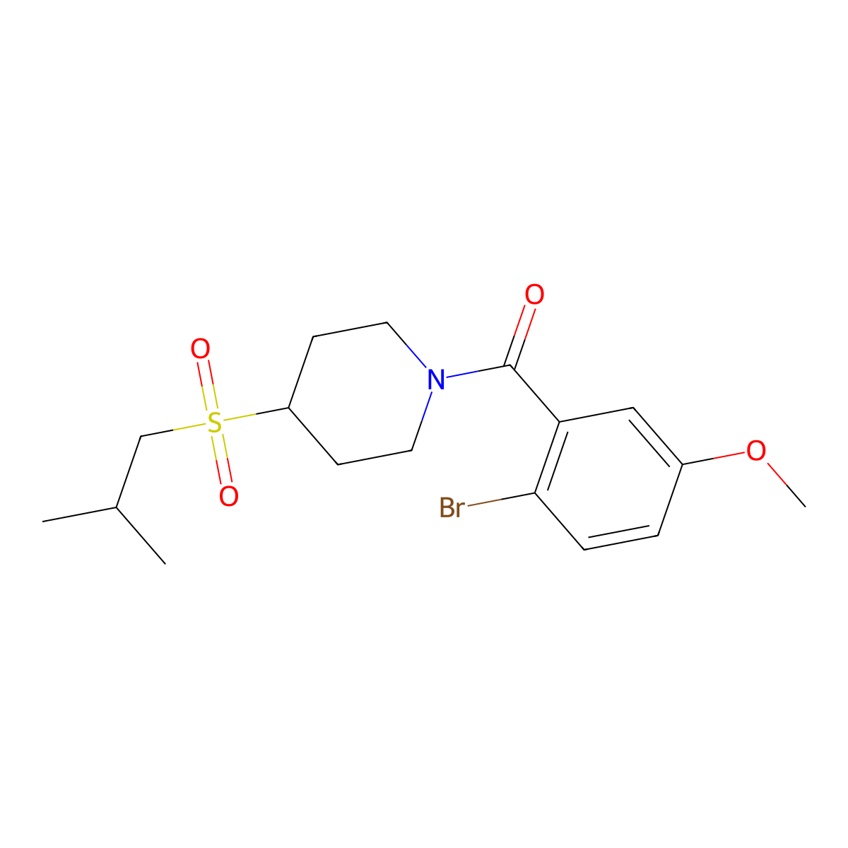 (2-Bromo-5-methoxyphenyl)(4-(isobutylsulfonyl)piperidin-1-yl)methanone molecular structure, CAS 1797873-86-9