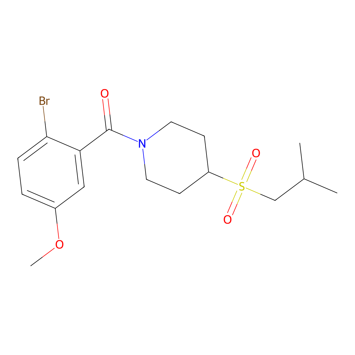 (2-Bromo-5-methoxyphenyl)(4-(isobutylsulfonyl)piperidin-1-yl)methanone molecular structure, CAS 1797873-86-9