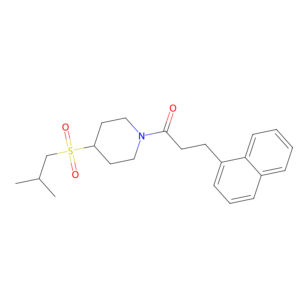 1-(4-(Isobutylsulfonyl)piperidin-1-yl)-3-(naphthalen-1-yl)propan-1-one molecular structure, CAS 1797873-90-5