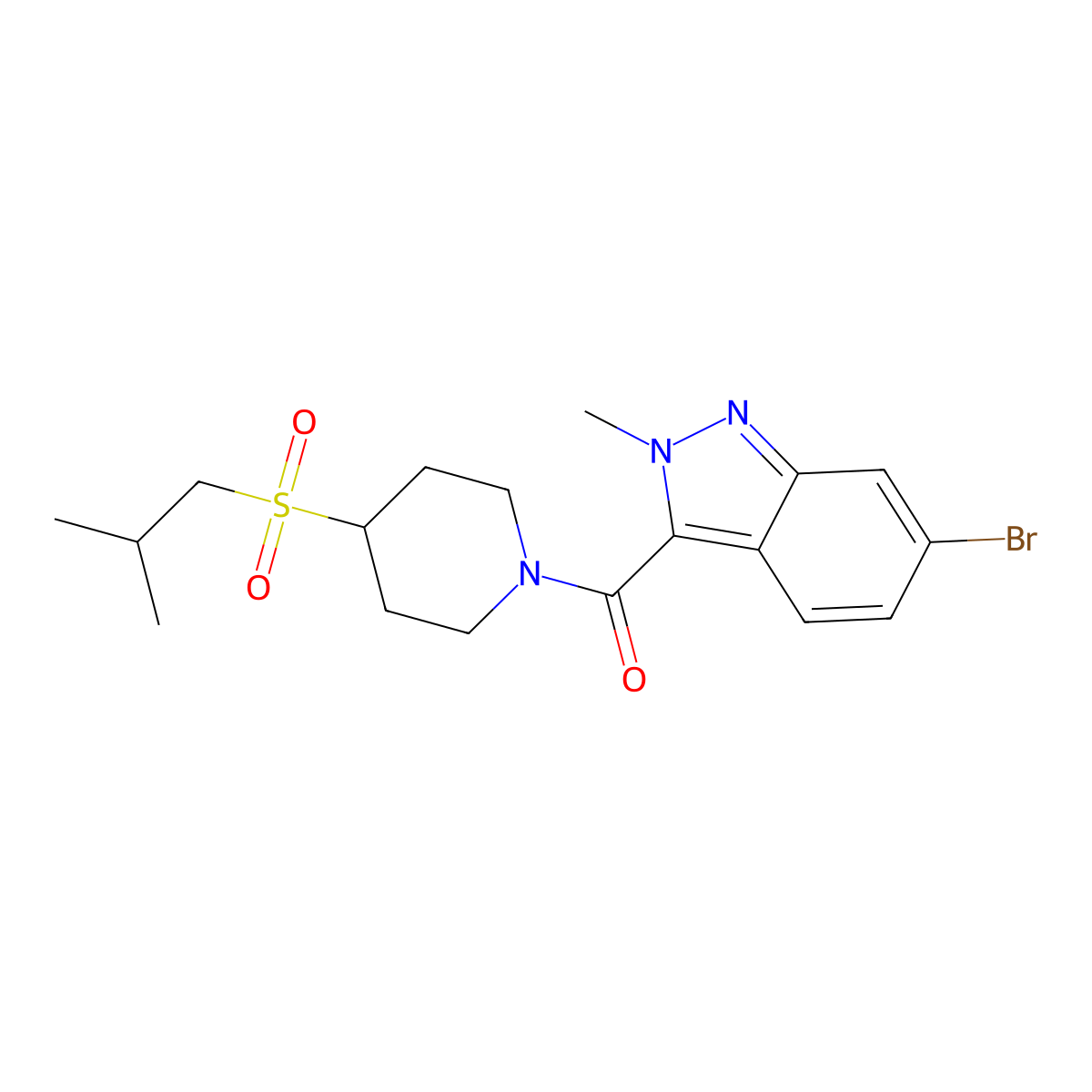6-bromo-2-methyl-3-[4-(2-methylpropanesulfonyl)piperidine-1-carbonyl]-2H-indazole molecular structure, CAS 1797873-93-8