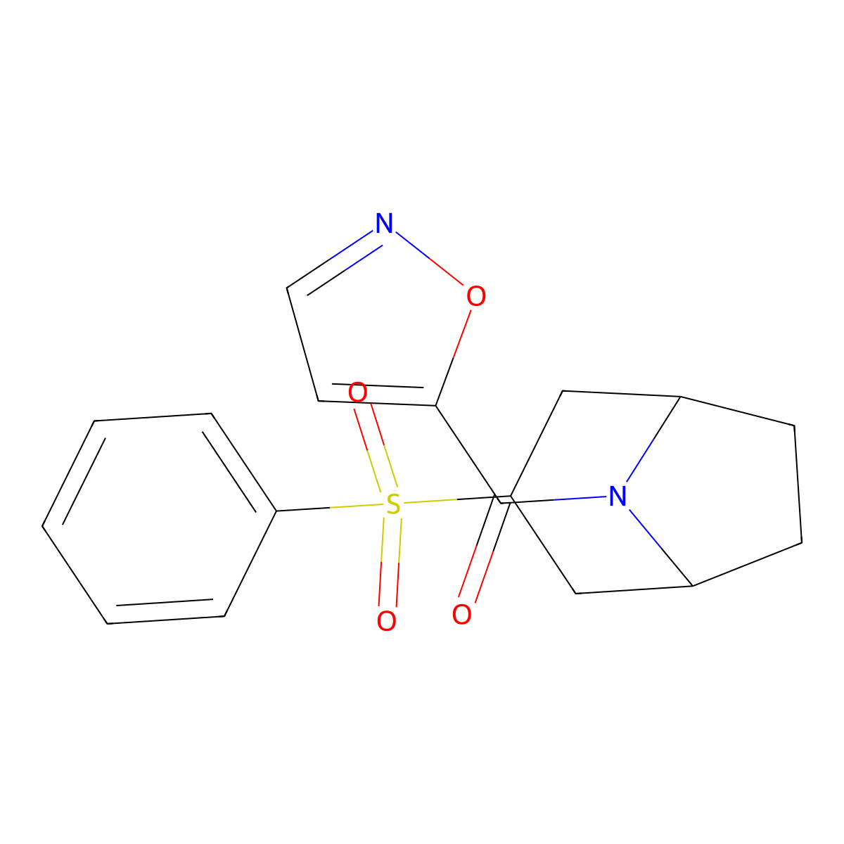 isoxazol-5-yl((1R,5S)-3-(phenylsulfonyl)-8-azabicyclo[3.2.1]octan-8-yl)methanone molecular structure, CAS 1797874-00-0