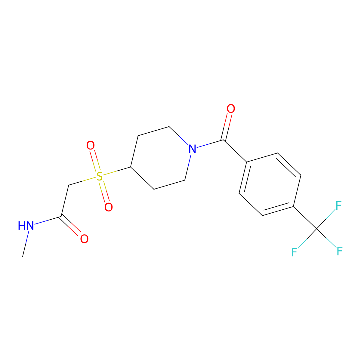 N-methyl-2-({1-[4-(trifluoromethyl)benzoyl]piperidin-4-yl}sulfonyl)acetamide molecular structure, CAS 1797874-03-3