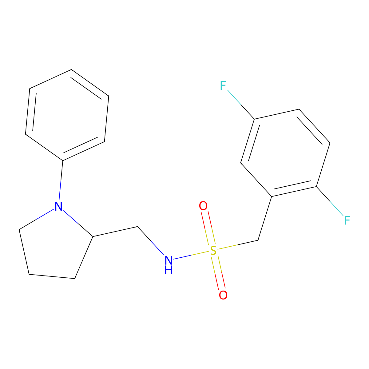 1-(2,5-difluorophenyl)-N-[(1-phenylpyrrolidin-2-yl)methyl]methanesulfonamide molecular structure, CAS 1797874-04-4