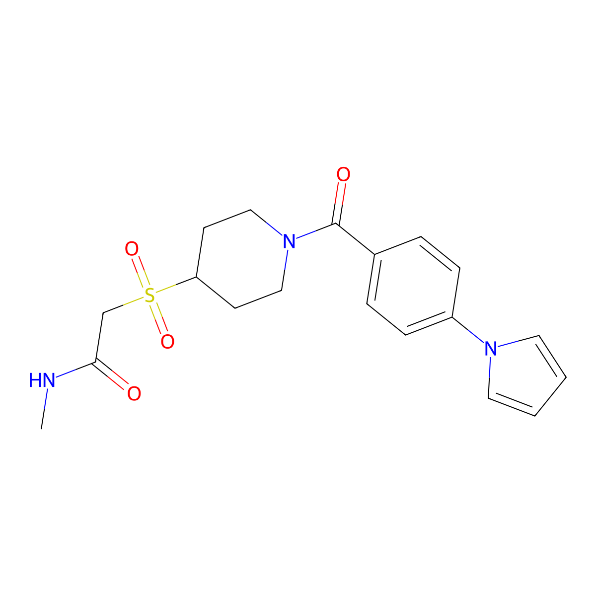2-((1-(4-(1H-pyrrol-1-yl)benzoyl)piperidin-4-yl)sulfonyl)-N-methylacetamide molecular structure, CAS 1797874-08-8