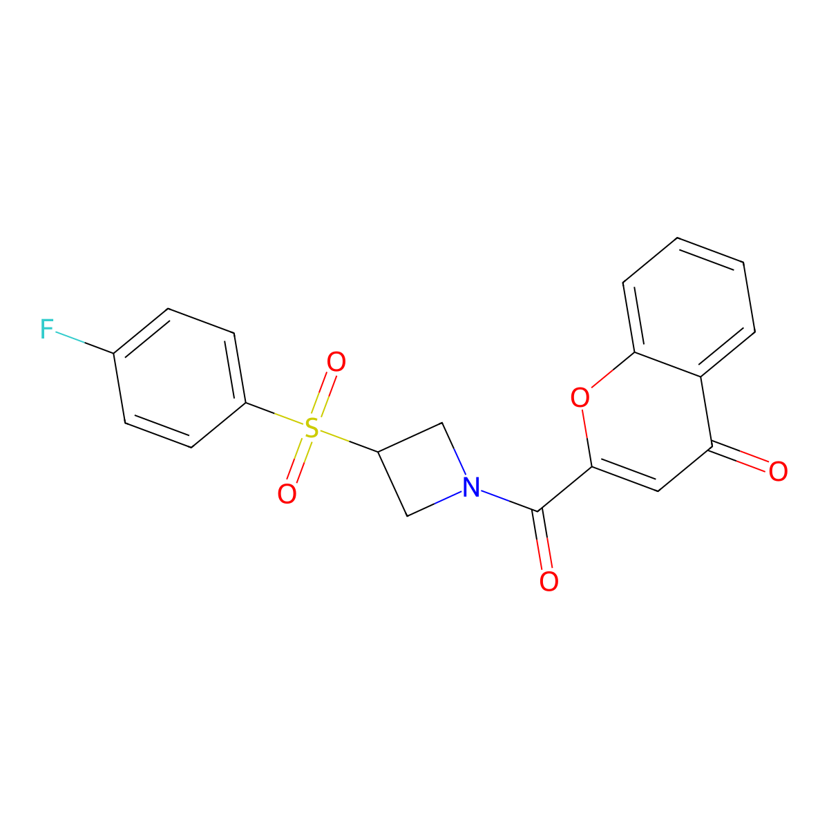2-(3-((4-fluorophenyl)sulfonyl)azetidine-1-carbonyl)-4H-chromen-4-one molecular structure, CAS 1797874-14-6