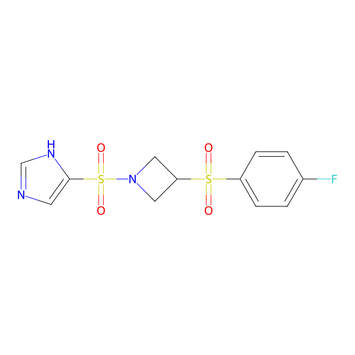4-((3-((4-fluorophenyl)sulfonyl)azetidin-1-yl)sulfonyl)-1H-imidazole molecular structure, CAS 1797874-15-7