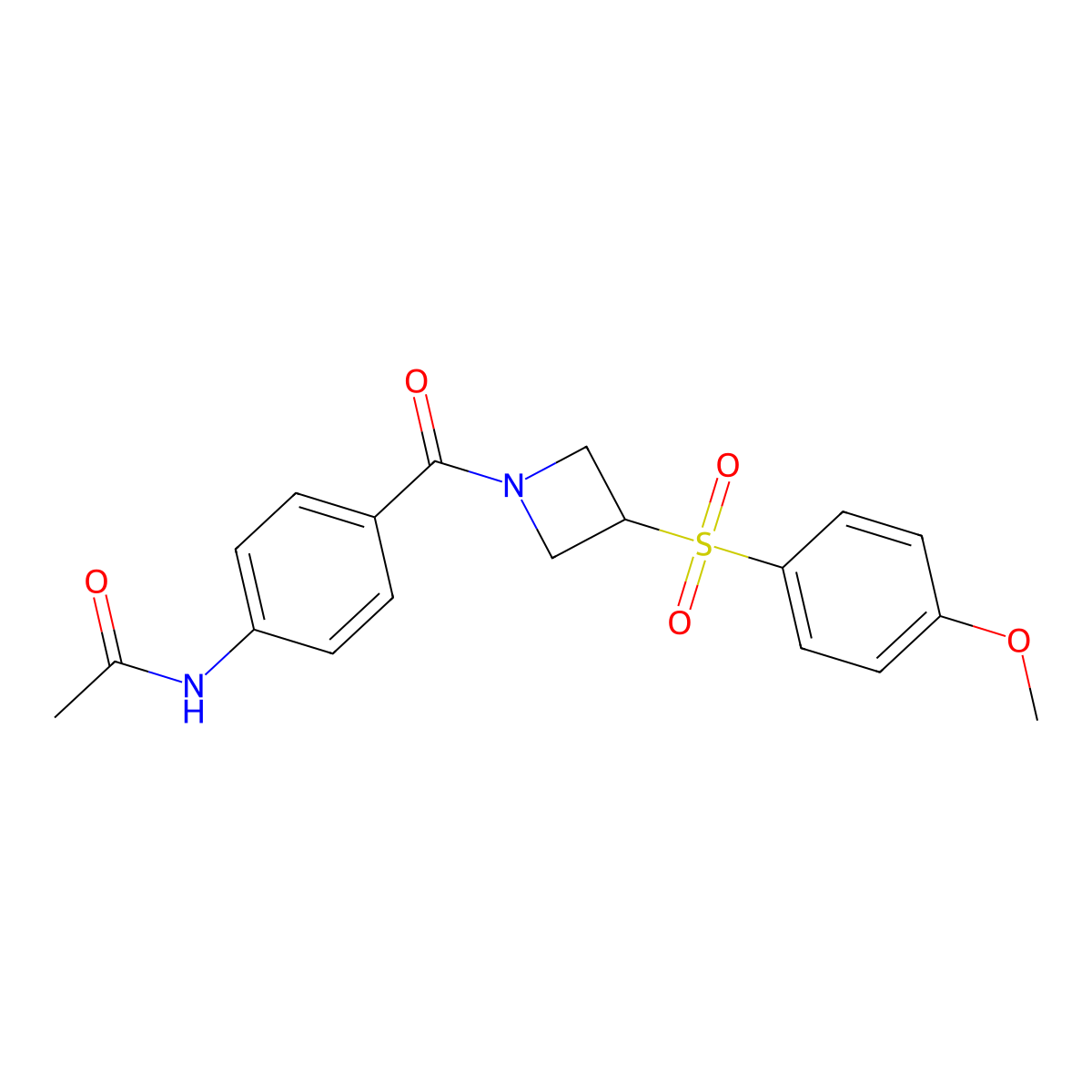 N-(4-(3-((4-methoxyphenyl)sulfonyl)azetidine-1-carbonyl)phenyl)acetamide molecular structure, CAS 1797874-24-8